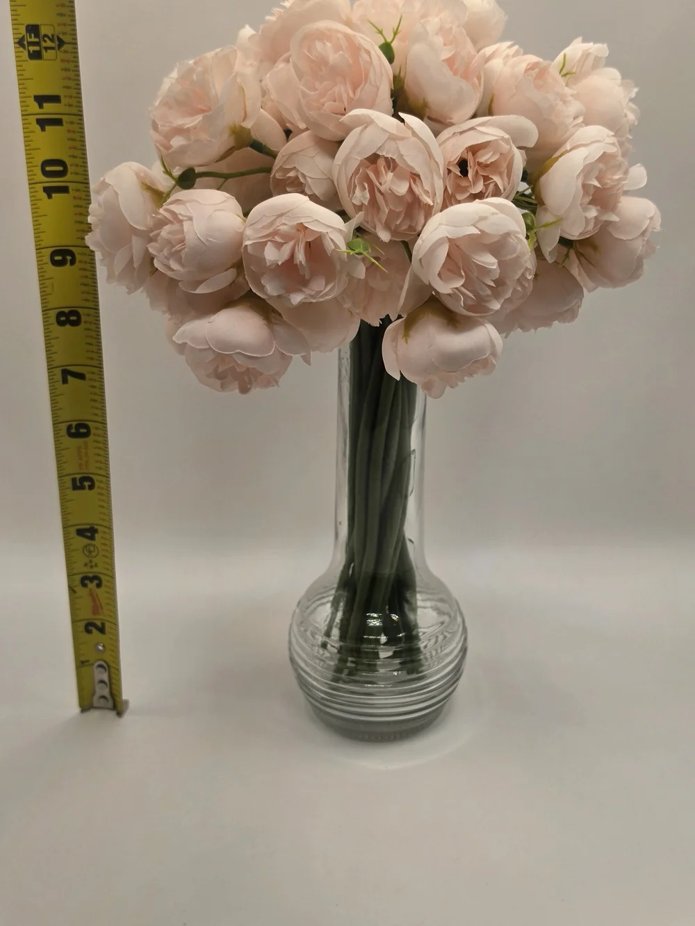Soft Blush Peony Bouquet in Clear Glass Vase - Home Accents